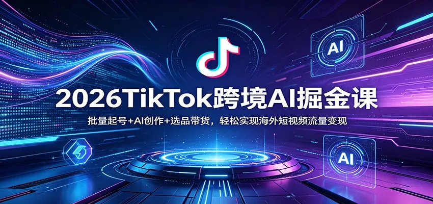 2026TikTok跨境AI掘金课：批量起号+AI创作+选品带货，轻松实现海外短视频流量变现-33资源网