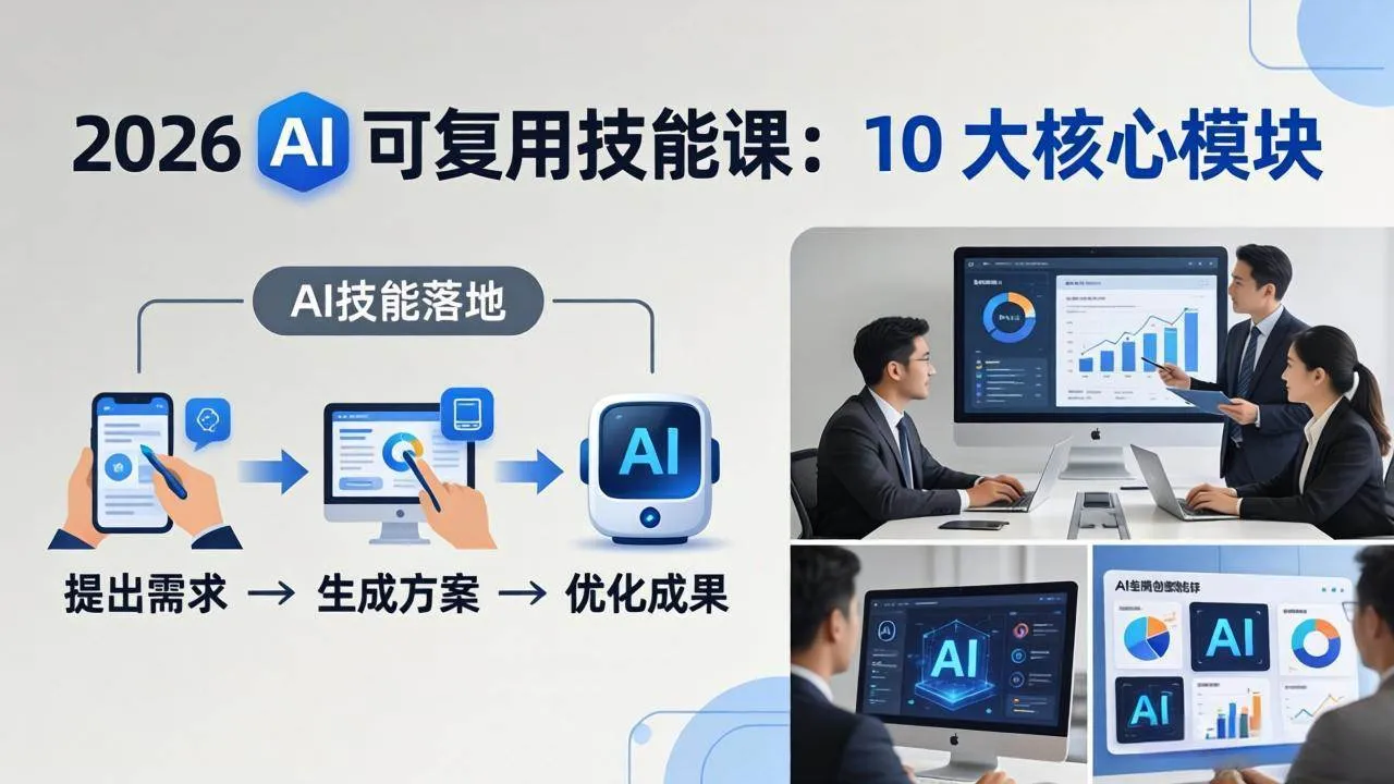 （17894期）2026AI可复用技能-4月新课：10大核心模块，手把手教你把AI用进工作、产出成果-33资源网