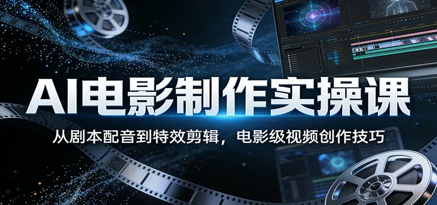 AI电影制作实操课：从剧本配音到特效剪辑，电影级视频创作技巧-33资源网