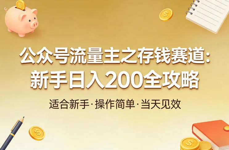公众号流量主之存钱赛道，贴合当下需求，适合新手，一天收益2张-33资源网