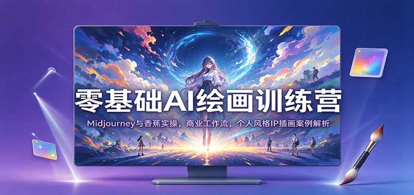 零基础AI绘画训练营：Midjourney与香蕉实操，商业工作流，个人风格IP插画案例解析-33资源网