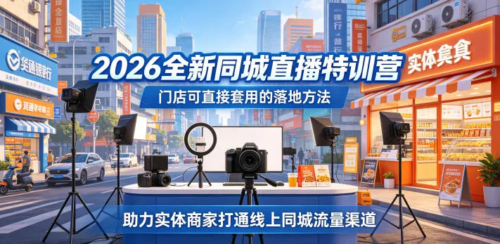 2026全新同城直播特训营，门店可直接套用的落地方法，助力实体商家打通线上同城流量渠道-33资源网