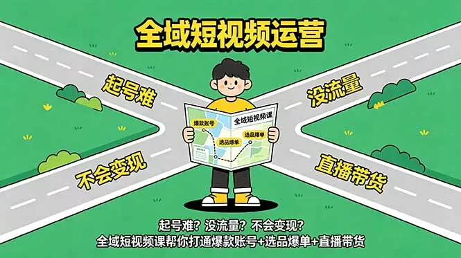 起号难?没流量?不会变现?全域短视频课帮你打通爆款账号+选品爆单+直播带货-33资源网