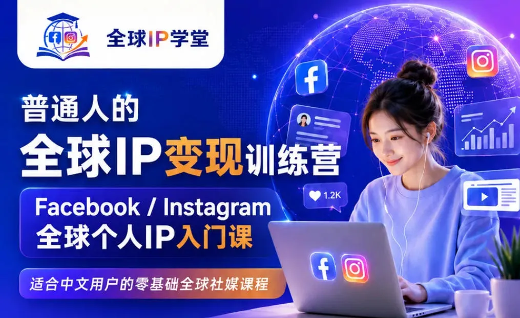 普通人的全球IP变现训练营,Facebook/Instagram全球个人IP入门课,零基础全球社媒课程-33资源网