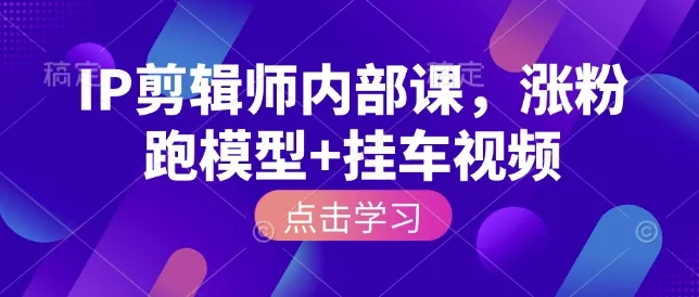 IP剪辑师内部课，涨粉跑模型+挂车视频(更新)-33资源网
