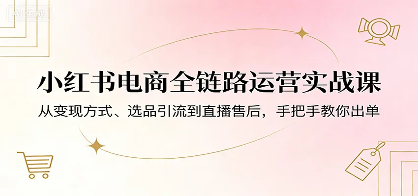 小红书电商全链路运营实战课：从变现方式、选品引流到直播售后，手把手教你出单-33资源网