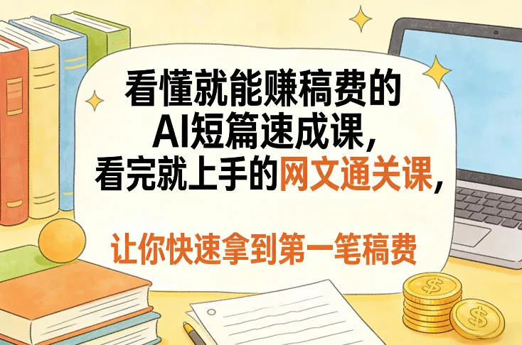 看懂就能賺稿费的AI短篇速成课，看完就上手的网文通关课，让你快速拿到第一笔稿费-33资源网