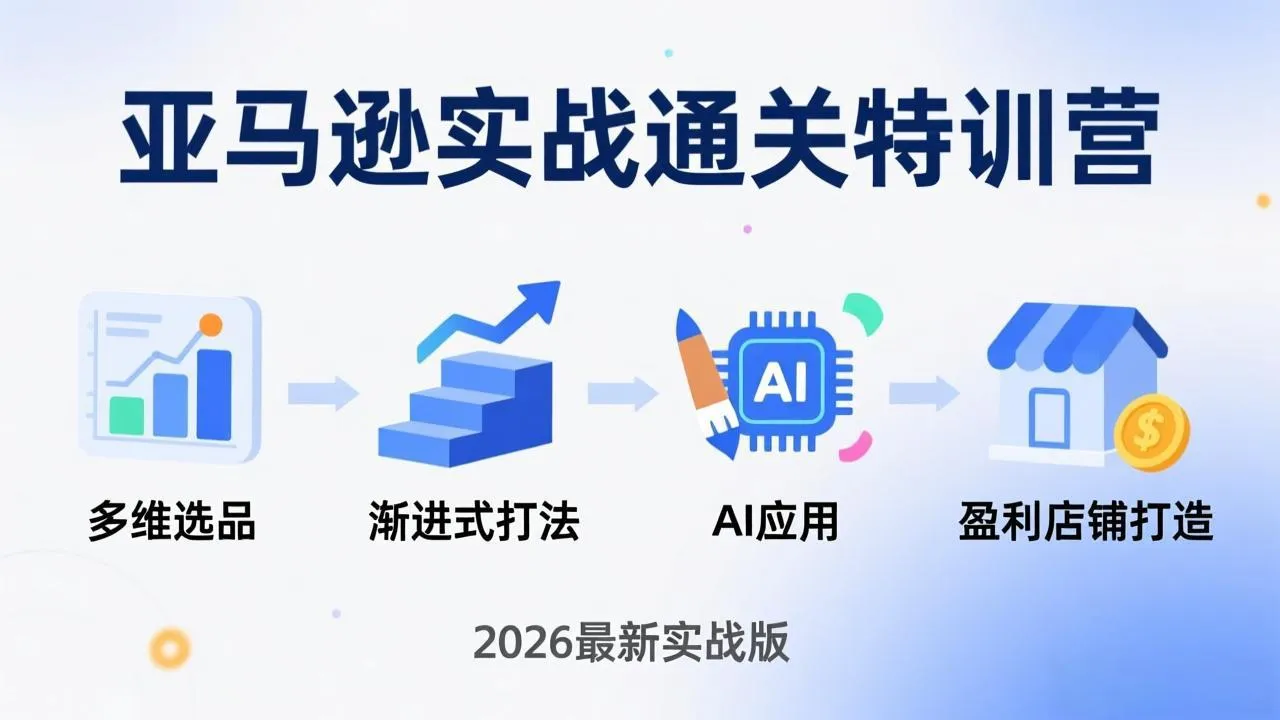 亚马逊实战通关特训营：2026年3月更新，多维选品+渐进式打法+AI应用，从0到1打造盈利店铺-33资源网