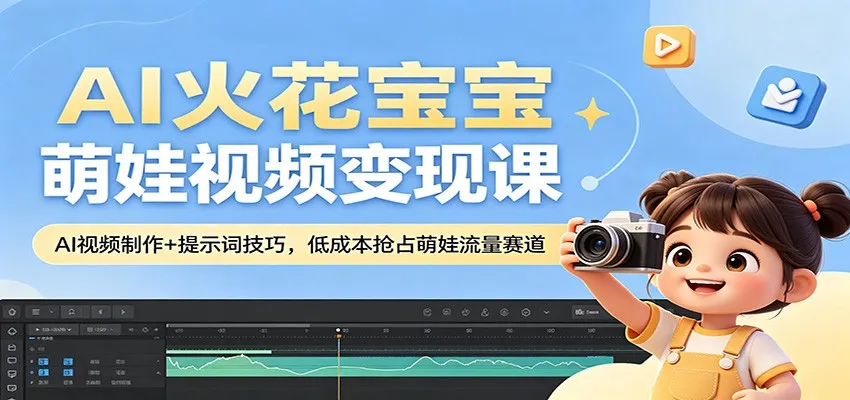 AI火花宝宝萌娃视频变现课：AI视频制作+提示词技巧，低成本抢占萌娃流量赛道-33资源网