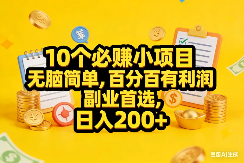 （17474期）10个必赚小项目，无脑简单，百分百有利润，副业首选，日入200+-33资源网
