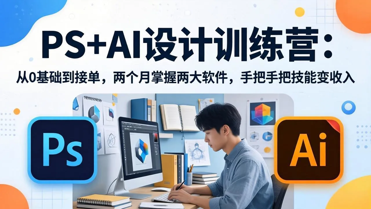 PS+AI设计训练营：从0基础到接单，两个月掌握两大软件，手把手把技能变收入-33资源网