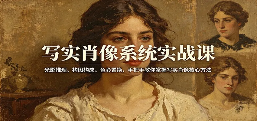 写实肖像系统实战课：光影推理、构图构成、色彩置换，手把手教你掌握写实肖像核心方法-33资源网