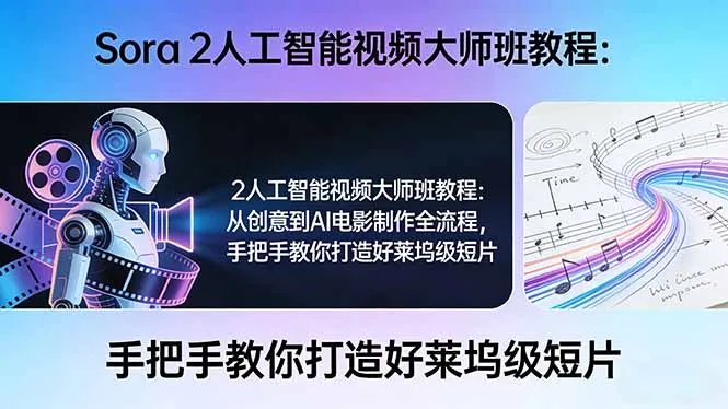 Sora 2人工智能视频大师班教程：从创意到AI电影制作全流程，手把手教你打造好莱坞级短片-33资源网