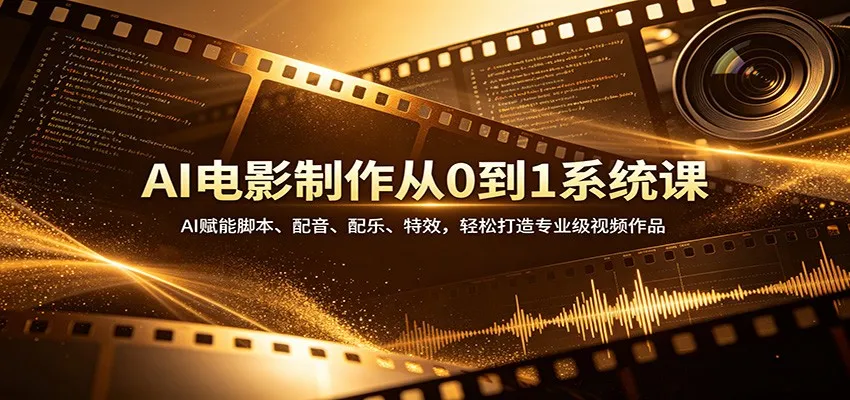 AI电影制作从0到1系统课：AI赋能脚本、配音、配乐、特效，轻松打造专业级视频作品-33资源网