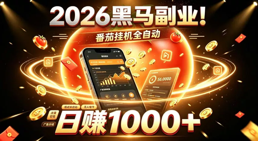 2026黑马副业!番茄挂G全自动日入1000+,操作最简单、门槛最低的线上轻资产项目【揭秘】-33资源网