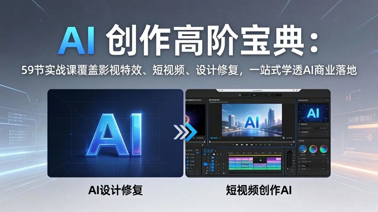 AI 创作高阶宝典：59节实战课覆盖影视特效、短视频、设计修复，一站式学透AI商业落地-33资源网