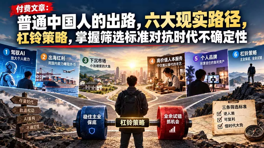 付费文章:普通中国人的出路,六大现实路径,杠铃策略,掌握筛选标准对抗时代不确定性-33资源网