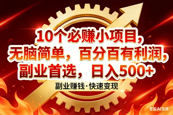 （17735期）10个必赚小项目，百分百有利润，无脑简单，副业首选，日入300+-33资源网