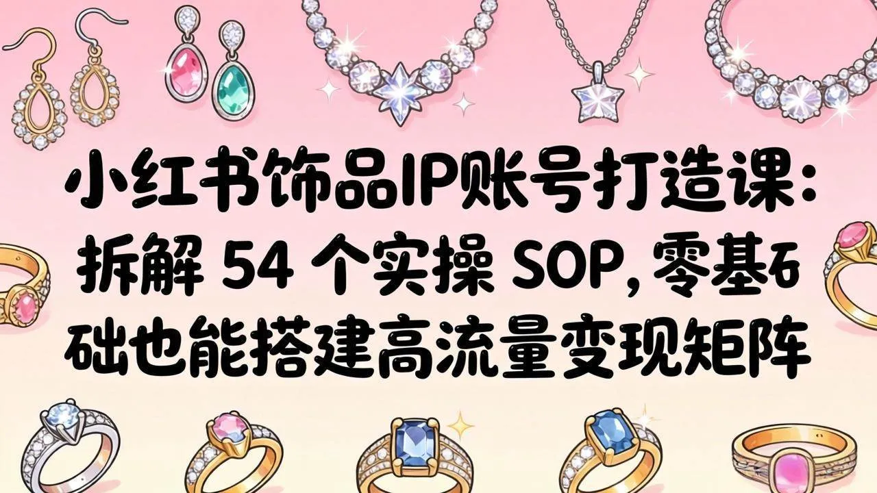 （18101期）小红书饰品IP账号打造课：拆解 54 个实操 SOP，零基础也能搭建高流量变现矩阵-33资源网