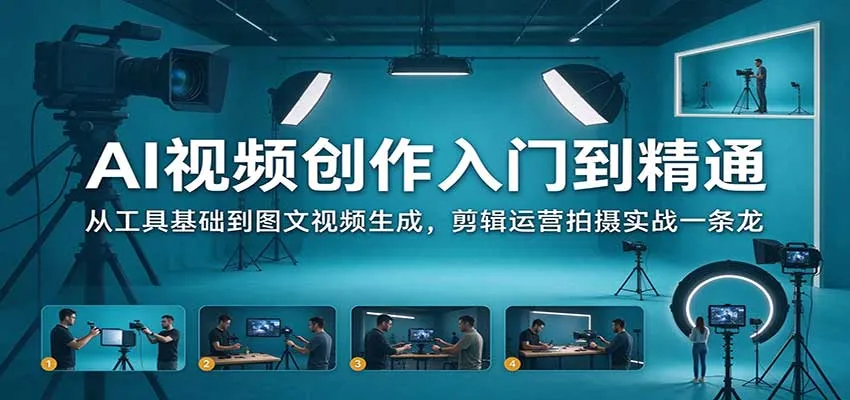 AI视频创作入门到精通:从工具基础到图文视频生成,剪辑运营拍摄实战一条龙-33资源网