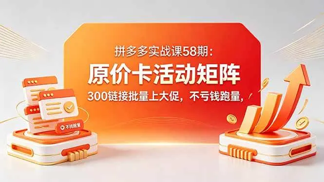 （18395期）拼多多实战课58期：原价卡活动矩阵，300链接批量上大促，不亏钱跑量-33资源网