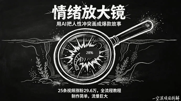 AI制作“情绪放大镜“视频，25条视频涨粉29.6W粉，流量巨大，制作简单，全流程教程-33资源网
