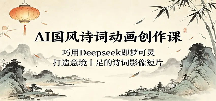 AI国风诗词动画创作课：巧用Deepseek即梦可灵，打造意境十足的诗词影像短片-33资源网