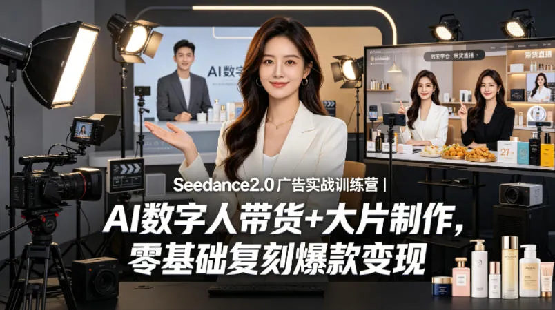 Seedance2.0广告实战训练营｜AI数字人带货+大片制作，零基础复刻爆款变现-33资源网