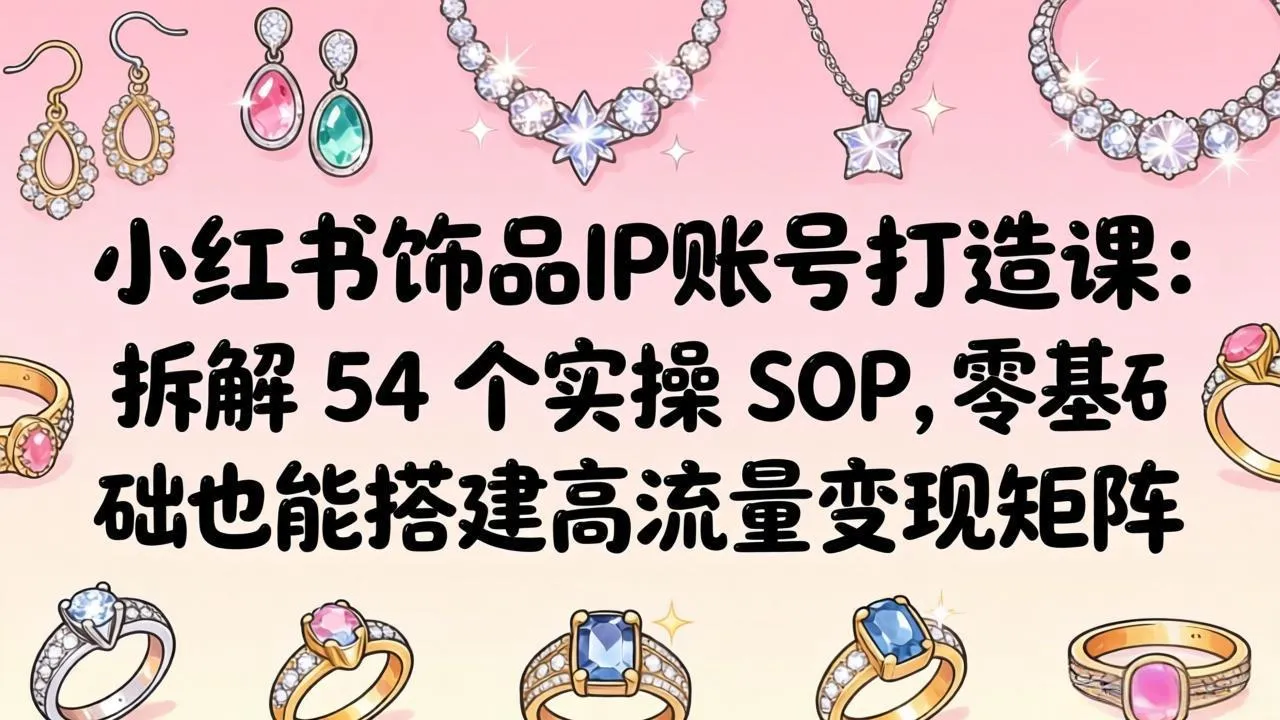 小红书饰品IP账号打造课：拆解 54 个实操 SOP，零基础也能搭建高流量变现矩阵-33资源网