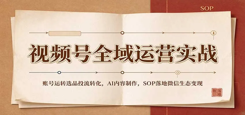 视频号全域运营实战:账号运转选品投流转化,AI内容制作,SOP落地微信生态变现-33资源网