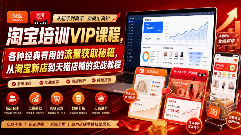 淘宝培训VIP课程,各种经典有用的流量获取秘籍,从淘宝新店到天猫店铺的实战教程(更新10月04日)-33资源网