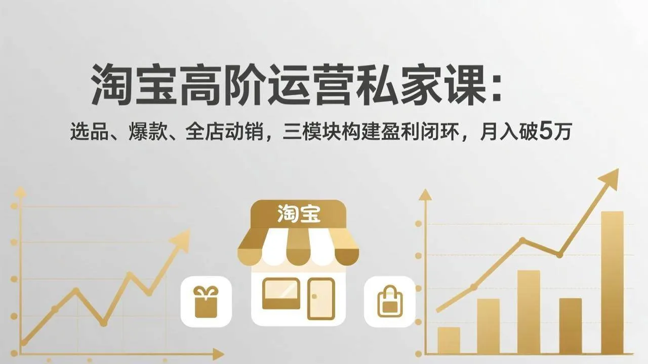 （17904期）淘宝高阶运营私家课（更新26年4月）：选品、爆款、全店动销，三模块构建盈利闭环，月入破5万-33资源网