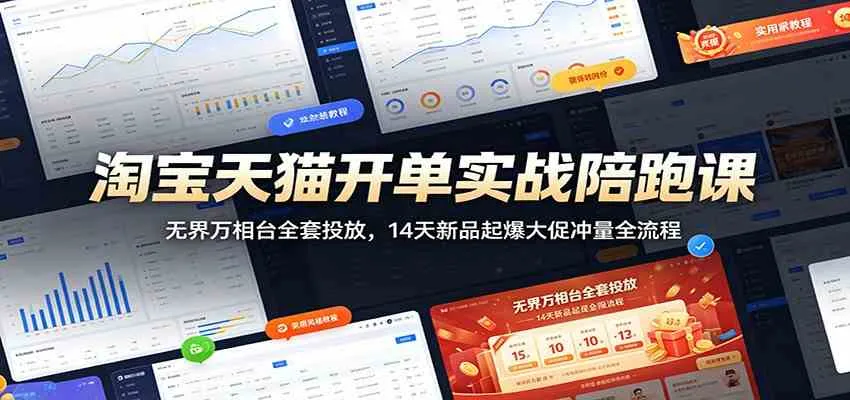 淘宝天猫开单实战陪跑课：无界万相台全套投放，14天新品起爆大促冲量全流程-33资源网