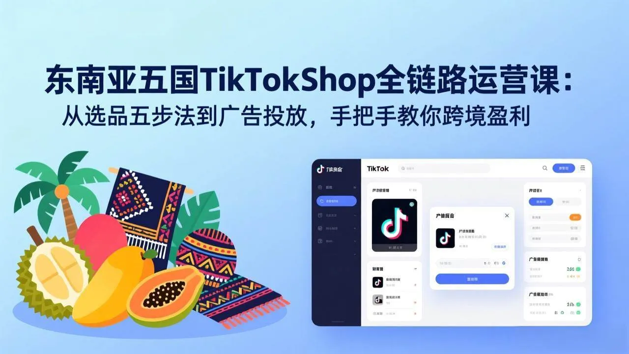 （17511期）东南亚五国TikTok Shop全链路运营课：从选品五步法到广告投放，手把手教你跨境盈利-33资源网