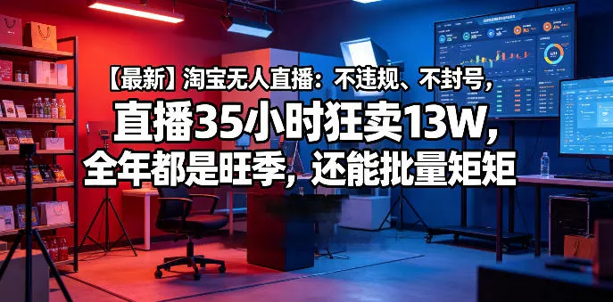 【最新】淘宝无人直播：不违规、不封号，直播35小时狂卖13W，全年都是旺季，还能批量矩阵操作【揭秘】-33资源网
