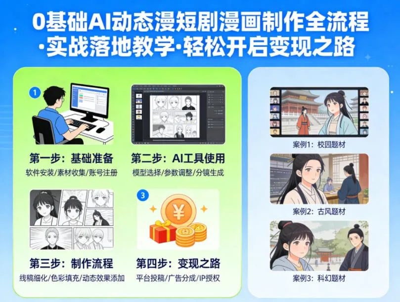 0基础AI动态漫短剧漫画制作全流程，实战落地教学，轻松开启变现之路-33资源网