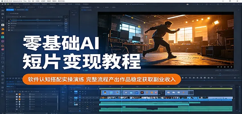 零基础AI短片变现教程：软件认知搭配实操演练，完整流程产出作品稳定获取副业收入-33资源网