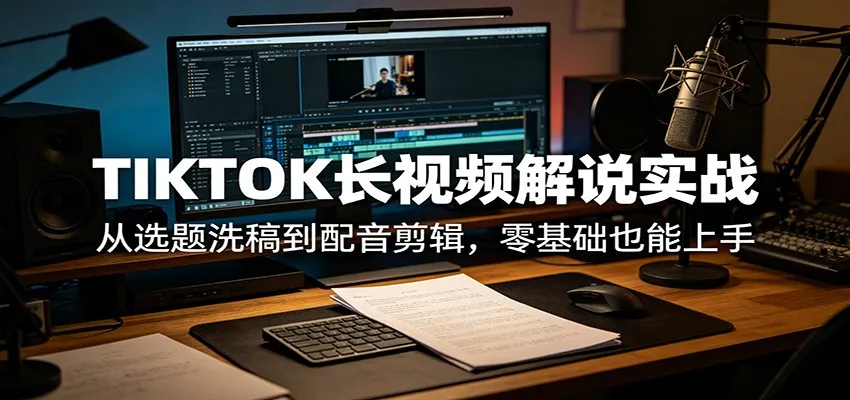 TIKTOK长视频解说实战：从选题洗稿到配音剪辑，零基础也能上手-33资源网