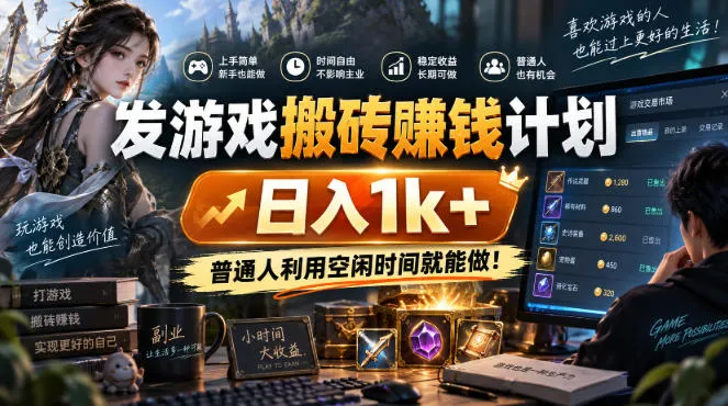 游戏全程自动化打金,日入千元,低成本副业,全程时间零投入! 游戏全程自动化打金,日入千元,低成本副业,全程时间零投入!