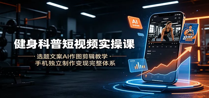 健身科普短视频实操课：选题文案AI作图剪辑教学，手机独立制作变现完整体系-33资源网