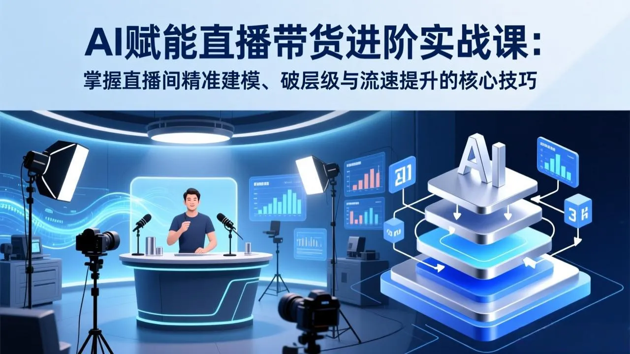 AI赋能直播带货进阶实战课：掌握直播间精准建模、破层级与流速提升的核心技巧-33资源网