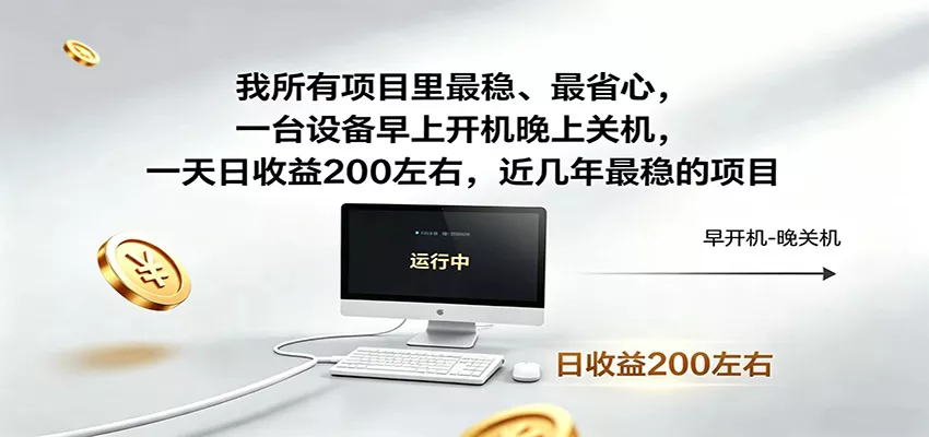 一台设备早上开机晚上关机，一天日收益200左右，近几年最稳的项目-33资源网
