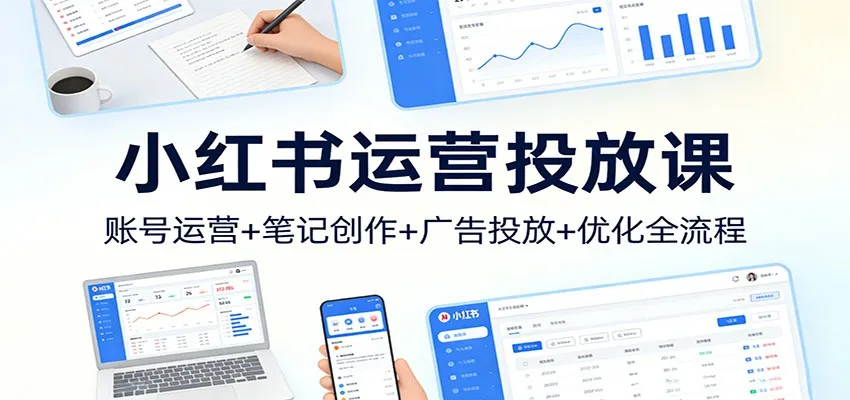 小红书运营投放课：账号运营+笔记创作+广告投放+优化全流程-33资源网