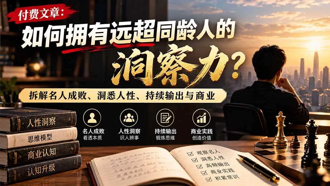 (21025期)付费文章:如何拥有远超同龄人的洞察力?拆解名人成败、洞悉人性、持续输出与商业实践-33资源网