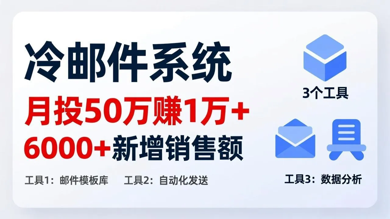 月投 50 刀赚 1 万 +！冷邮件系统：6000 + 新增销售额，靠 3 个工具轻松搞-33资源网