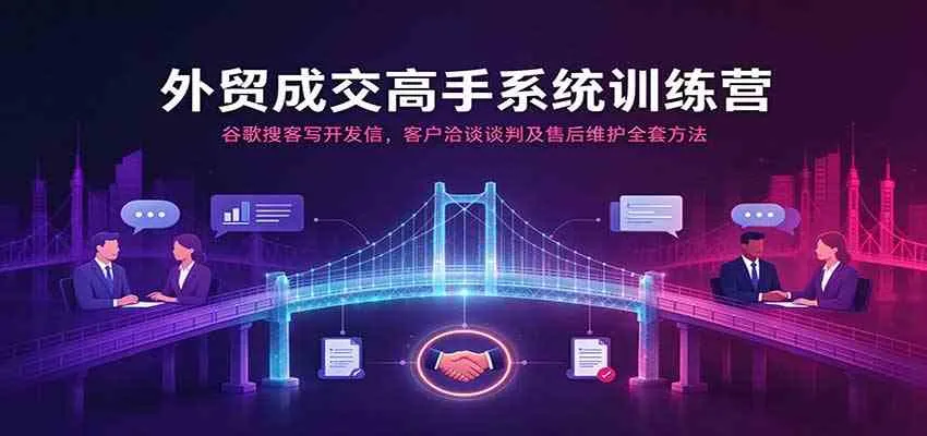 外贸成交高手系统训练营：谷歌搜客写开发信，客户洽谈谈判及售后维护全套方法-33资源网