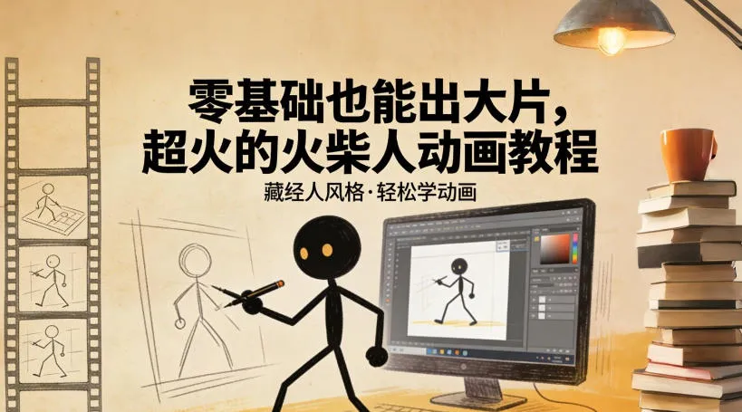 零基础也能出大片，超火的火柴人动画教程（藏经人风格）-33资源网
