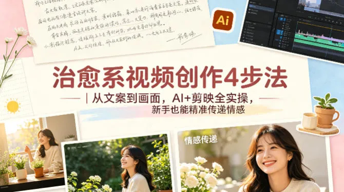 治愈系视频创作4步法｜从文案到画面，AI+剪映全实操，新手也能精准传递情感-33资源网