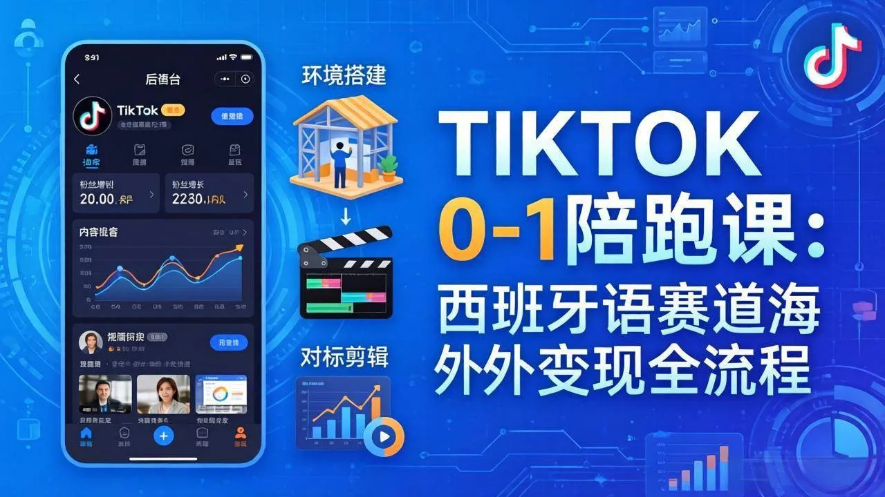 （17908期）TIKTOK 0-1 陪跑课：从环境搭建到刷对标剪辑，西班牙语赛道海外变现全流程-33资源网