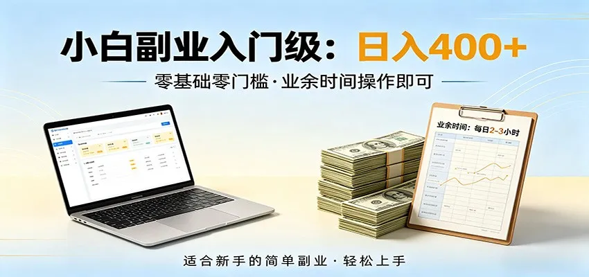 电脑自动挂机，佛系副业变现，操作门槛极低，无需经验、不用坐班，日收益400+-33资源网